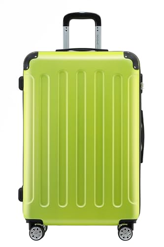 BEIBYE- Hartschalenkoffer Koffer Trolley Rollkoffer Reisekoffer Zahlenschloß 4 Zwilings-Rollen (Celery, Large-76cm) von BEIBYE