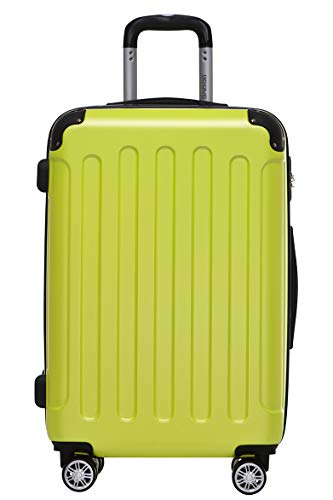 BEIBYE- Hartschalenkoffer Koffer Trolley Rollkoffer Reisekoffer Zahlenschloß 4 Zwilings-Rollen (Celery, Middle-66cm) von BEIBYE