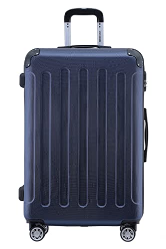 BEIBYE- Hartschalenkoffer Koffer Trolley Rollkoffer Reisekoffer Zahlenschloß 4 Zwilings-Rollen (Dark-Blue, Middle-66cm) von BEIBYE