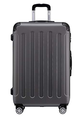 BEIBYE- Hartschalenkoffer Koffer Trolley Rollkoffer Reisekoffer Zahlenschloß 4 Zwilings-Rollen (Dark Grey, Middle-66cm) von BEIBYE