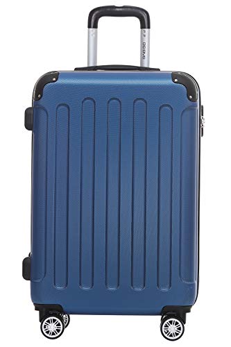 BEIBYE- Hartschalenkoffer Koffer Trolley Rollkoffer Reisekoffer Zahlenschloß 4 Zwilings-Rollen (Diamond-Blue, Small-55cm) von BEIBYE