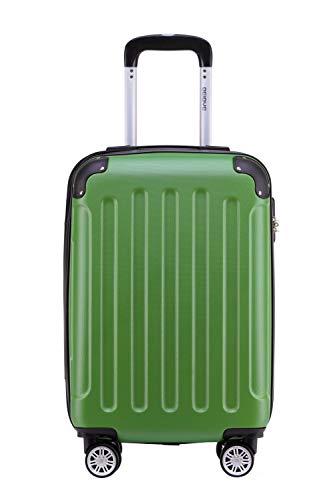 BEIBYE- Hartschalenkoffer Koffer Trolley Rollkoffer Reisekoffer Zahlenschloß 4 Zwilings-Rollen (Olive-Green, Small-55cm) von BEIBYE
