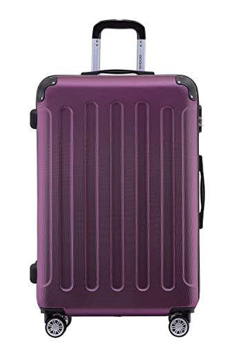 BEIBYE- Hartschalenkoffer Koffer Trolley Rollkoffer Reisekoffer Zahlenschloß 4 Zwilings-Rollen (Violet, Middle-66cm) von BEIBYE