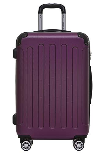 BEIBYE- Hartschalenkoffer Koffer Trolley Rollkoffer Reisekoffer Zahlenschloß 4 Zwilings-Rollen (Violet, Small-55cm) von BEIBYE