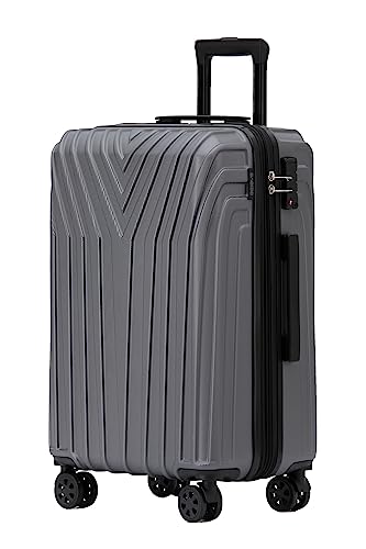BEIBYE Kofferset Rollkoffer Koffer Hartschale,TSA Schloß, Zwillingsrollen, Erweiterung (Businessgrey, 66 cm) von BEIBYE