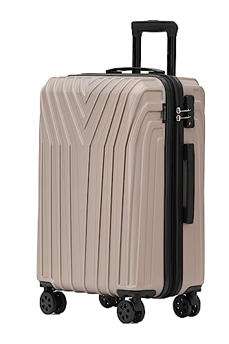 BEIBYE Kofferset Rollkoffer Koffer Hartschale,TSA Schloß, Zwillingsrollen, Erweiterung (Champagner, 66 cm) von BEIBYE