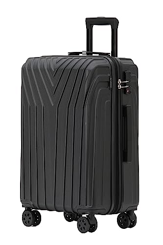 BEIBYE Kofferset Rollkoffer Koffer Hartschale,TSA Schloß, Zwillingsrollen, Erweiterung (Schwarz, 76 cm) von BEIBYE