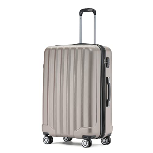 BEIBYE TSA-Schloß 2080 Hangepäck Zwillingsrollen neu Reisekoffer Koffer Trolley Hartschale Set-XL-L-M(Boardcase) (Champagner, XL) von BEIBYE