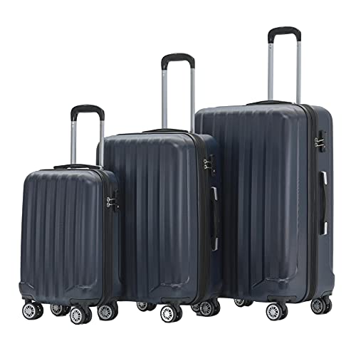 BEIBYE TSA-Schloß 2080 Hangepäck Zwillingsrollen neu Reisekoffer Koffer Trolley Hartschale Set-XL-L-M(Boardcase) (Dunkelblau, Set) von BEIBYE