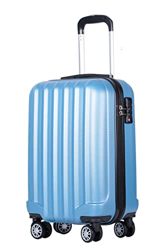BEIBYE TSA-Schloß 2080 Hangepäck Zwillingsrollen neu Reisekoffer Koffer Trolley Hartschale Set-XL-L-M(Boardcase) (Ice Blue, M) von BEIBYE