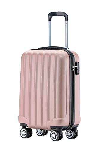 BEIBYE TSA-Schloß 2080 Hangepäck Zwillingsrollen neu Reisekoffer Koffer Trolley Hartschale Set-XL-L-M(Boardcase) (Rosa Gold, M) von BEIBYE