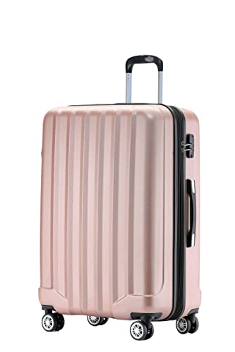 BEIBYE TSA-Schloß 2080 Hangepäck Zwillingsrollen neu Reisekoffer Koffer Trolley Hartschale Set-XL-L-M(Boardcase) (Rosa Gold, XL) von BEIBYE