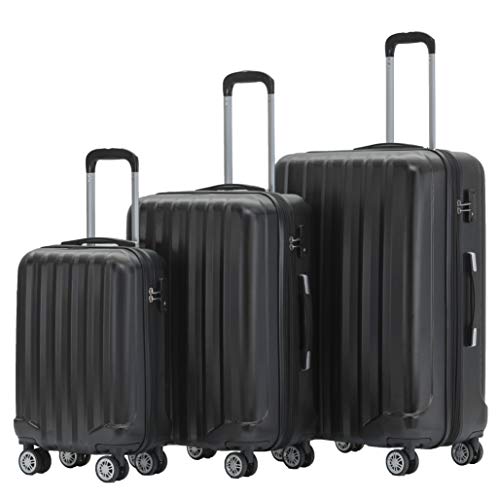 BEIBYE TSA-Schloß 2080 Hangepäck Zwillingsrollen neu Reisekoffer Koffer Trolley Hartschale Set-XL-L-M(Boardcase) (Schwarz, Set) von BEIBYE