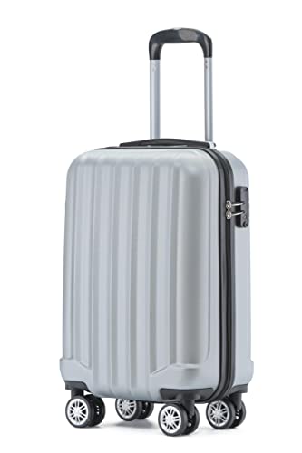 BEIBYE TSA-Schloß 2080 Hangepäck Zwillingsrollen neu Reisekoffer Koffer Trolley Hartschale Set-XL-L-M(Boardcase) (Silber, M) von BEIBYE
