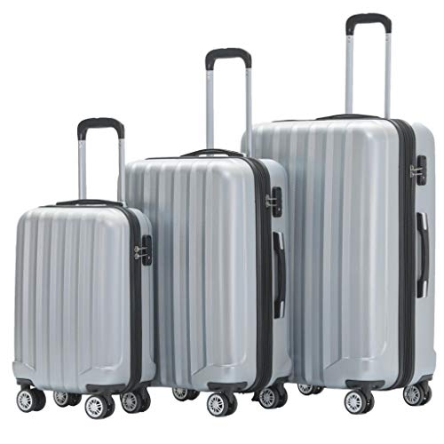 BEIBYE TSA-Schloß 2080 Hangepäck Zwillingsrollen neu Reisekoffer Koffer Trolley Hartschale Set-XL-L-M(Boardcase) (Silber, Set) von BEIBYE