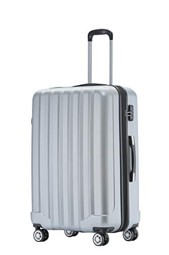 BEIBYE TSA-Schloß 2080 Hangepäck Zwillingsrollen neu Reisekoffer Koffer Trolley Hartschale Set-XL-L-M(Boardcase) (Silber, XL) von BEIBYE