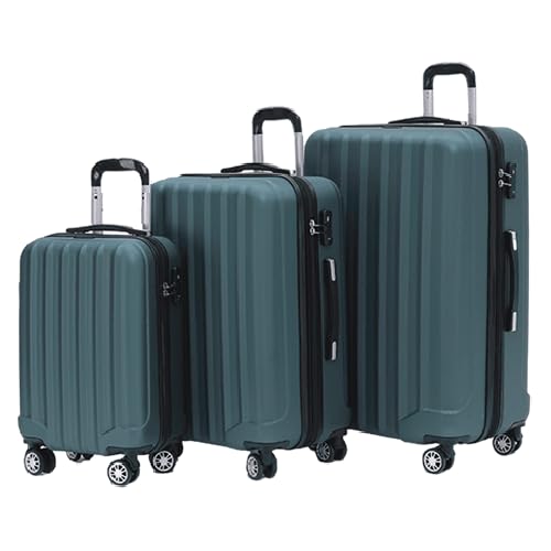 BEIBYE TSA-Schloß 2080 Zwillingsrollen 3 TLG. Reisekofferset Koffer Kofferset Trolley Trolleys Hartschale (Dunkelgreen) von BEIBYE