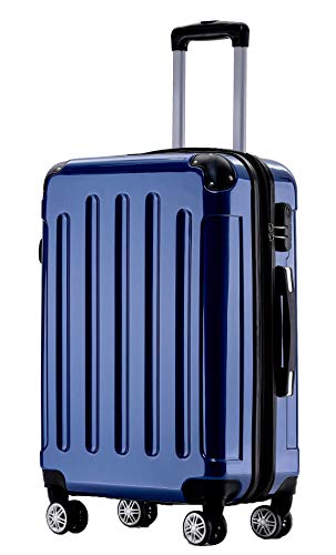 BEIBYE Zwillingsrollen 2048 Hartschale Trolley Koffer Reisekoffer Taschen Gepäck in M-L-XL-Set (Blau, L) von BEIBYE