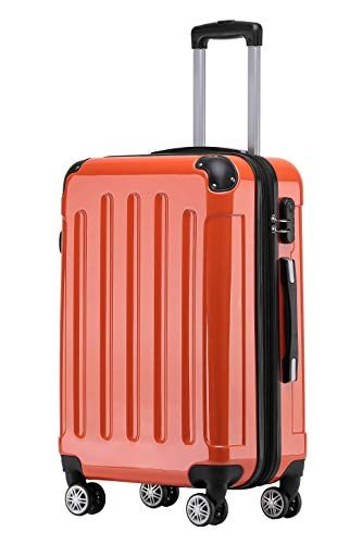 BEIBYE Zwillingsrollen 2048 Hartschale Trolley Koffer Reisekoffer Taschen Gepäck in M-L-XL-Set (Orangen, M) von BEIBYE