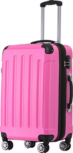 BEIBYE Zwillingsrollen 2048 Hartschale Trolley Koffer Reisekoffer Taschen Gepäck in M-L-XL-Set (Pink, L) von BEIBYE