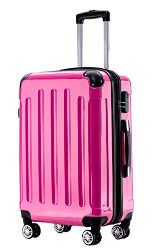 BEIBYE Zwillingsrollen 2048 Hartschale Trolley Koffer Reisekoffer Taschen Gepäck in M-L-XL-Set (Pink, XL) von BEIBYE