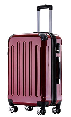 BEIBYE Zwillingsrollen 2048 Hartschale Trolley Koffer Reisekoffer Taschen Gepäck in M-L-XL-Set (Rot, L) von BEIBYE