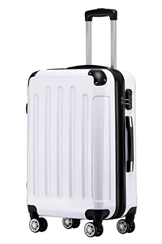 BEIBYE Zwillingsrollen 2048 Hartschale Trolley Koffer Reisekoffer Taschen Gepäck in M-L-XL-Set (Weiß, L) von BEIBYE