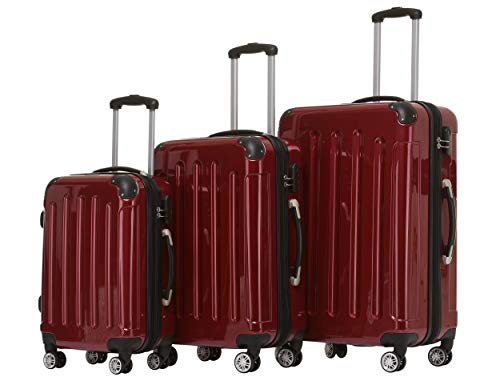 BEIBYE Zwillingsrollen 2048 Hartschale Trolley Koffer Reisekoffer in M-L-XL-Set in 15 Farben (Rot, Set) von BEIBYE