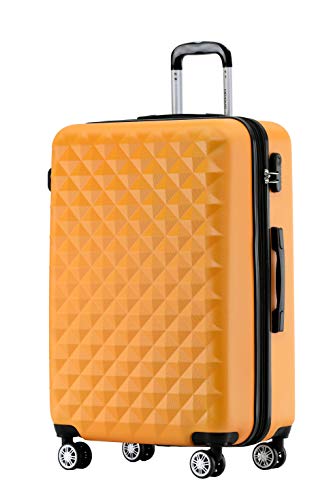 BEIBYE Zwillingsrollen 2066 Hartschale Trolley Koffer Reisekoffer Gepäck M-L-XL-Set (Orangen, L) von BEIBYE