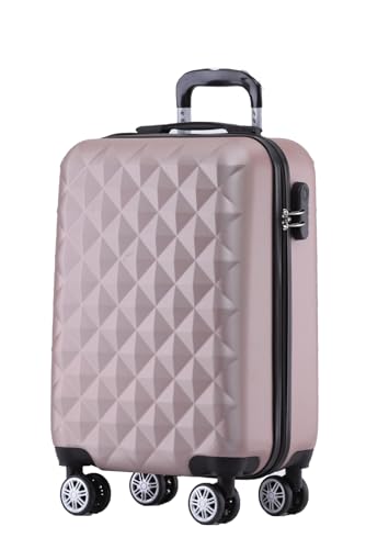 BEIBYE Zwillingsrollen 2066 Hartschale Trolley Koffer Reisekoffer Gepäck M-L-XL-Set (Rosa Gold, M) von BEIBYE