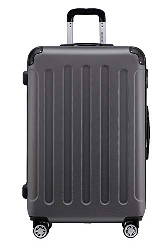 BEIBYE Zwillingsrollen Hardcase Reisekoffer Koffer Trolleys Hartschale in XL-L-M in 14 Farben (Businessgrau, Großer Koffer (76 cm)) von BEIBYE