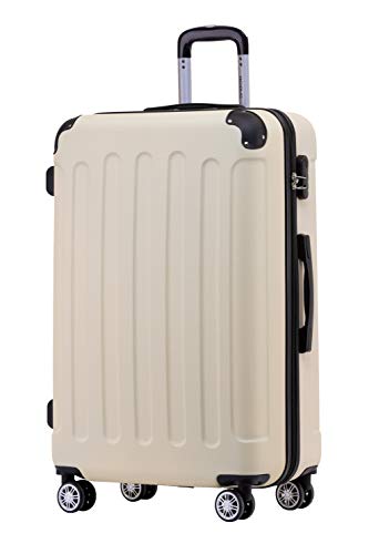 BEIBYE Zwillingsrollen Hardcase Reisekoffer Koffer Trolleys Hartschale in XL-L-M in 14 Farben (Cremewhite, Mittler Koffer (66cm)) von BEIBYE