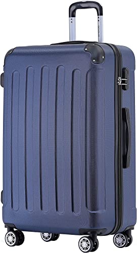 BEIBYE Zwillingsrollen Hardcase Reisekoffer Koffer Trolleys Hartschale in XL-L-M in 14 Farben (Dunkelblau, Großer Koffer (76 cm)) von BEIBYE