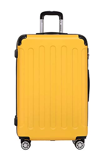 BEIBYE Zwillingsrollen Hardcase Reisekoffer Koffer Trolleys Hartschale in XL-L-M in 14 Farben (Gelb, Großer Koffer (76 cm)) von BEIBYE