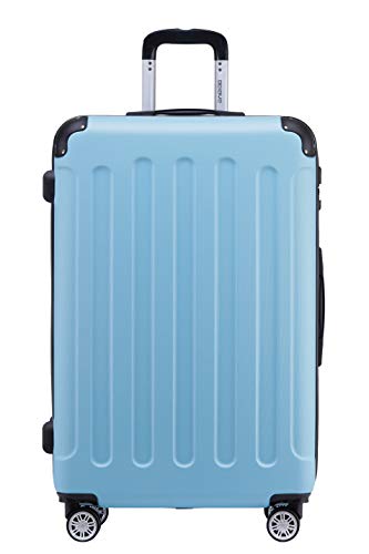 BEIBYE Zwillingsrollen Hardcase Reisekoffer Koffer Trolleys Hartschale in XL-L-M in 14 Farben (Hilmmelblau, Großer Koffer (76 cm)) von BEIBYE