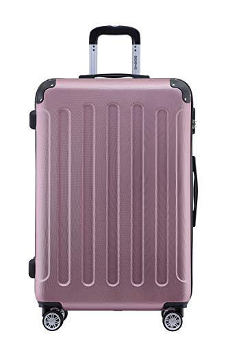 BEIBYE Zwillingsrollen Hardcase Reisekoffer Koffer Trolleys Hartschale in XL-L-M in 14 Farben (Rosa, Mittler Koffer (66cm)) von BEIBYE