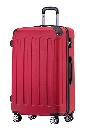 BEIBYE Zwillingsrollen Hardcase Reisekoffer Koffer Trolleys Hartschale in XL-L-M in 14 Farben (Rot, Mittler Koffer (66cm)) von BEIBYE