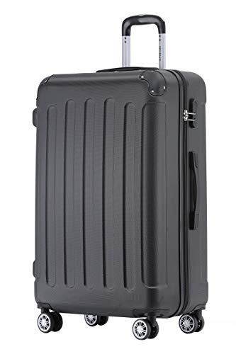 BEIBYE Zwillingsrollen Hardcase Reisekoffer Koffer Trolleys Hartschale in XL-L-M in 14 Farben (Schwarz, Mittler Koffer (66cm)) von BEIBYE
