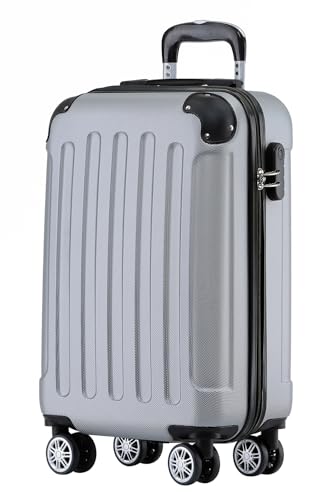 BEIBYE Zwillingsrollen Hardcase Reisekoffer Koffer Trolleys Hartschale in XL-L-M in 14 Farben (Silber, Handgepäck (55cm)) von BEIBYE