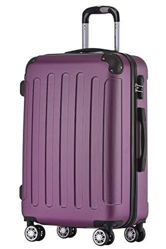 BEIBYE Zwillingsrollen Hardcase Reisekoffer Koffer Trolleys Hartschale in XL-L-M in 14 Farben (Violett, Großer Koffer (76 cm)) von BEIBYE
