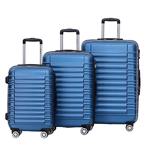 BEIBYE Zwillingsrollen Reisekoffer Koffer Trolleys Hartschale M-L-XL-Set (Blau, Set) von BEIBYE