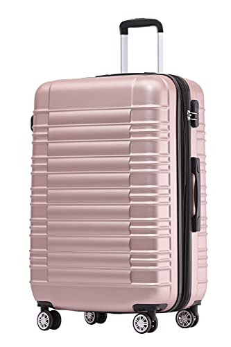 BEIBYE Zwillingsrollen Reisekoffer Koffer Trolleys Hartschale M-L-XL-Set, Erweiterbar (Rosa Gold, M) von BEIBYE