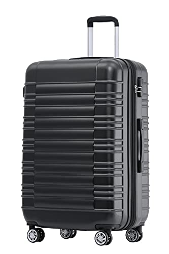 BEIBYE Zwillingsrollen Reisekoffer Koffer Trolleys Hartschale M-L-XL-Set (Schwarz, XL) von BEIBYE
