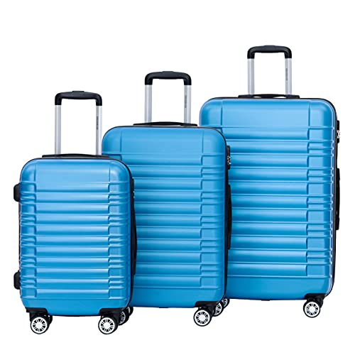 BEIBYE Zwillingsrollen Reisekoffer Koffer Trolleys Hartschale M-L-XL-Set (Turquoise, Set) von BEIBYE