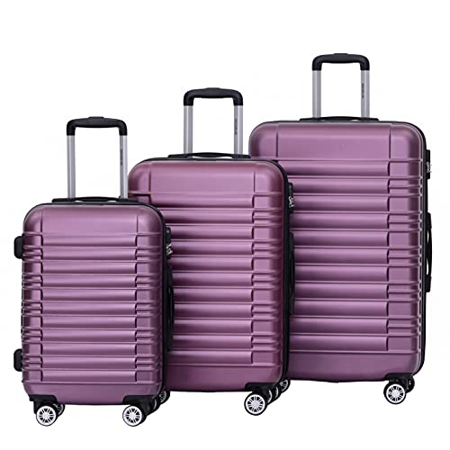 BEIBYE Zwillingsrollen Reisekoffer Koffer Trolleys Hartschale M-L-XL-Set (Violett, Set) von BEIBYE