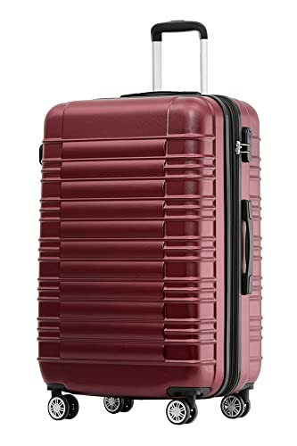 BEIBYE Zwillingsrollen Reisekoffer Koffer Trolleys Hartschale M-L-XL-Set (Weinrot, XL) von BEIBYE