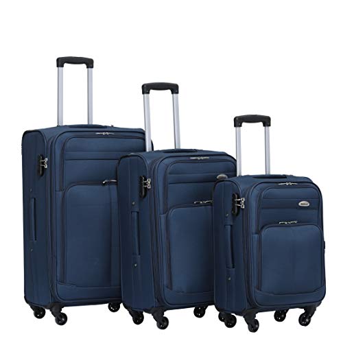 Kofferset Trolley Gepäckset Stoff Dehnungsfuge Koffer Reisekoffer (Blau) von BEIBYE