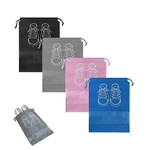 4er-Pack Reiseschuhtaschen für Damen, wasserdichte und staubdichte Schuhtaschen mit Kordelzug, tragbare Reisetaschen mit durchsichtigen Schlitzen für den täglichen Gebrauch und auf Reisen von BEIIEB