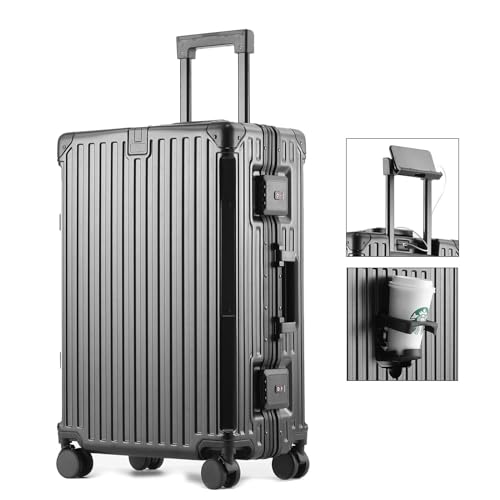 BEITH Koffer Handgepäck - BSM009 Reisekoffer mit USB, Type-C, Getränkehalter, Aluminiumrahmen Hartschalenkoffer, PC-Schale, 360° TPU-Leiserollen, TSA-Zollschloss, Wasserdicht und Strapazierfähig von BEITH