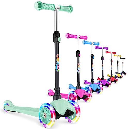 BELEEV A1 Roller Kinder 2-6 Jahre, 3 Räder Scooter für Mädchen & Jungen, Kinderroller mit LED Leuchträdern, Höhenverstellbaren Lenkstange, Lean-to-Steer, Rutschfestes Trittbrett, Dreiräder von BELEEV